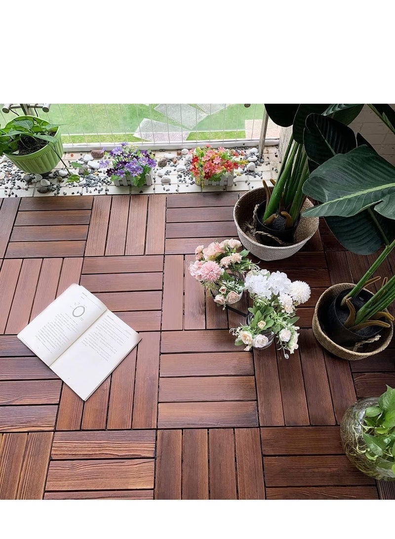 لينجوي بلاط الأرضية الخشبي المتشابك بني 30x3x30 سم 10 قطع  - Image 3