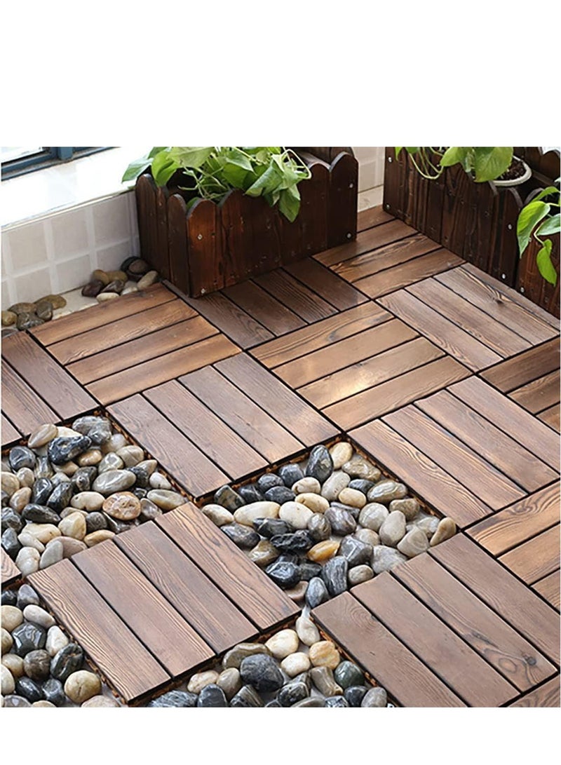 لينجوي بلاط الأرضية الخشبي المتشابك بني 30x3x30 سم 10 قطع  - Image 4