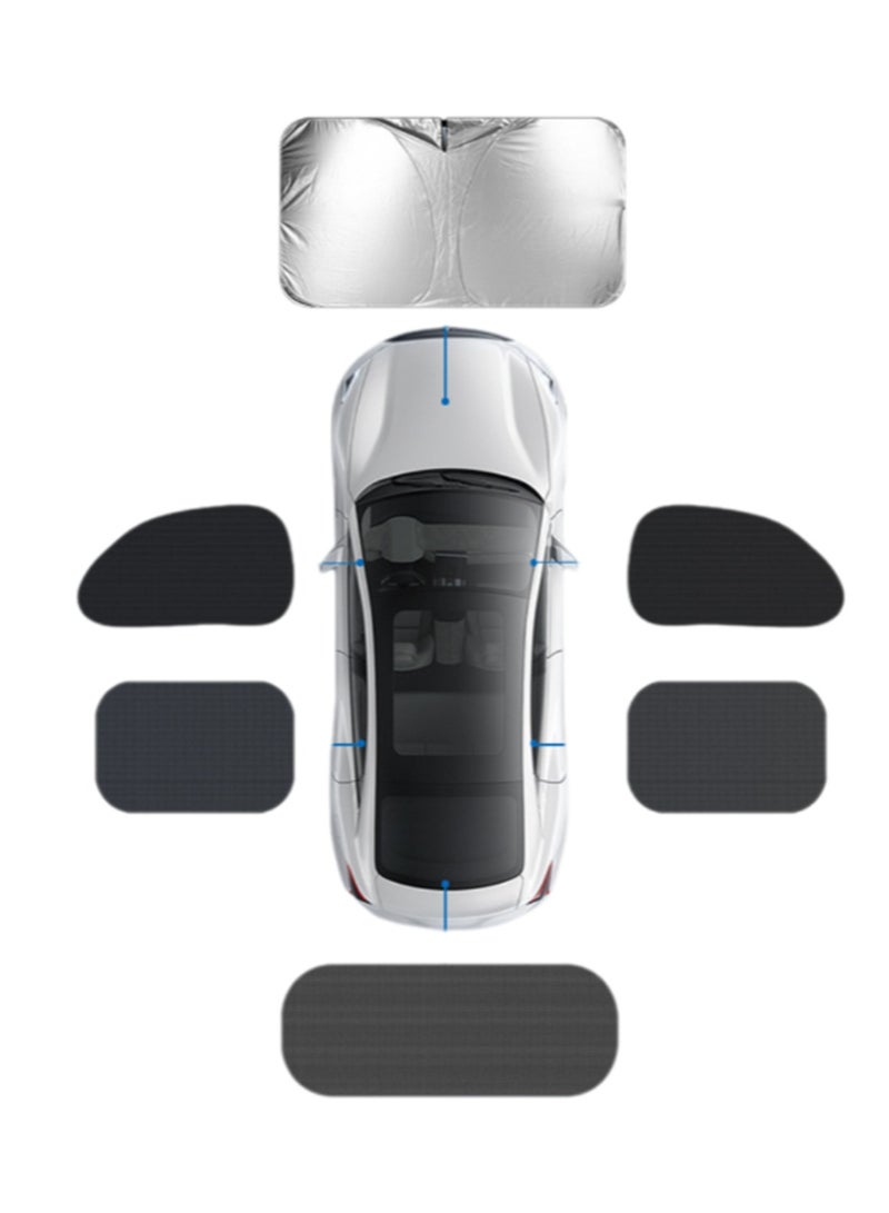 140cm*70cm Small Size + Mesh 2 Side 2 Oblique 1 Rear Windshield Sunshade Accessories Foldable Sunshade Reflective Block Heat Protection Suitable For Sedans, Suvs, Commercial Vehicles - Image 1