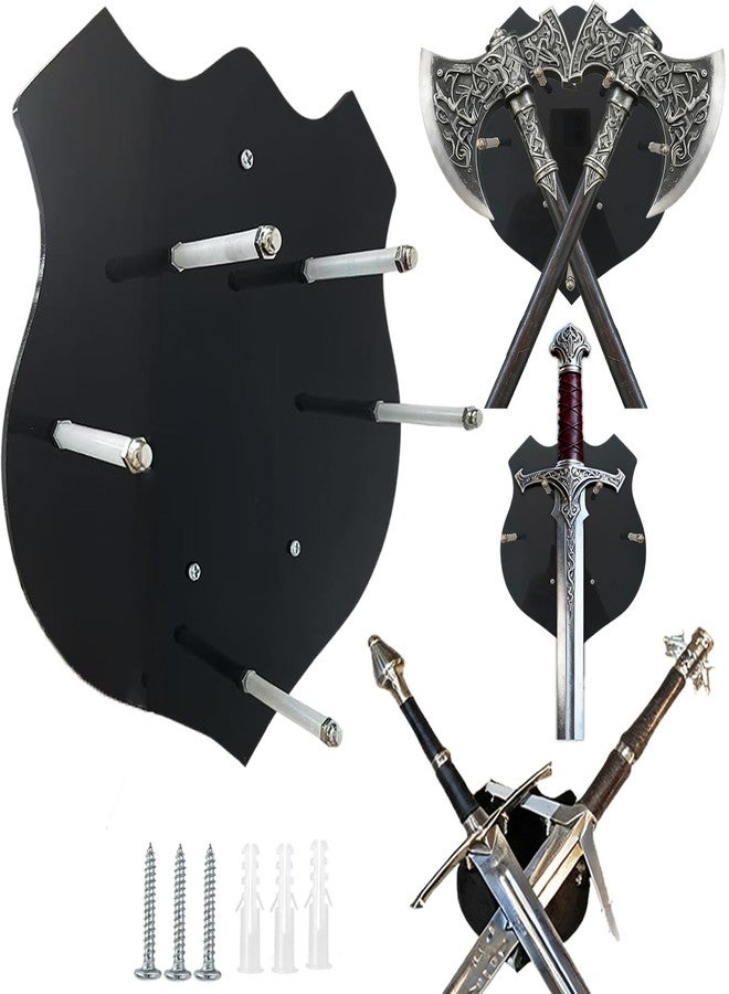 OOHGLITZ Sword and Axe Wall Mount - Dual-Mode Acrylic Sword and Axe Holder for Vertical or Crossed Display, Longclaw Sword Hanger Rack with Mounting Hardware - Image 1