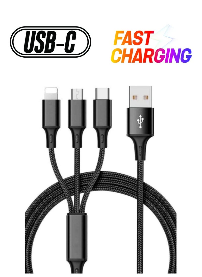 Raxoom 3 In 1 Fast Charging Cable For Iphone, Samsung, Huawei, Oppo, And Tables - Image 1