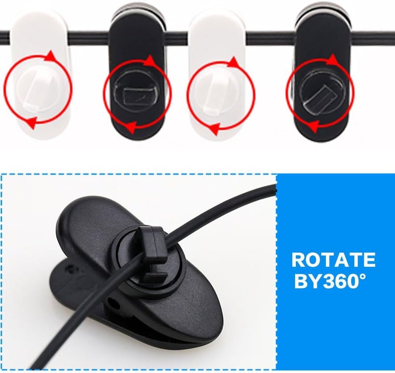 Linwnil Clips for Earphone Wire,360 Degree Rotate Headphone Mount Cable Clothing Clip, Use for Fixing Headphone Wire,Black & White (20Pcs/Pack) - Image 4