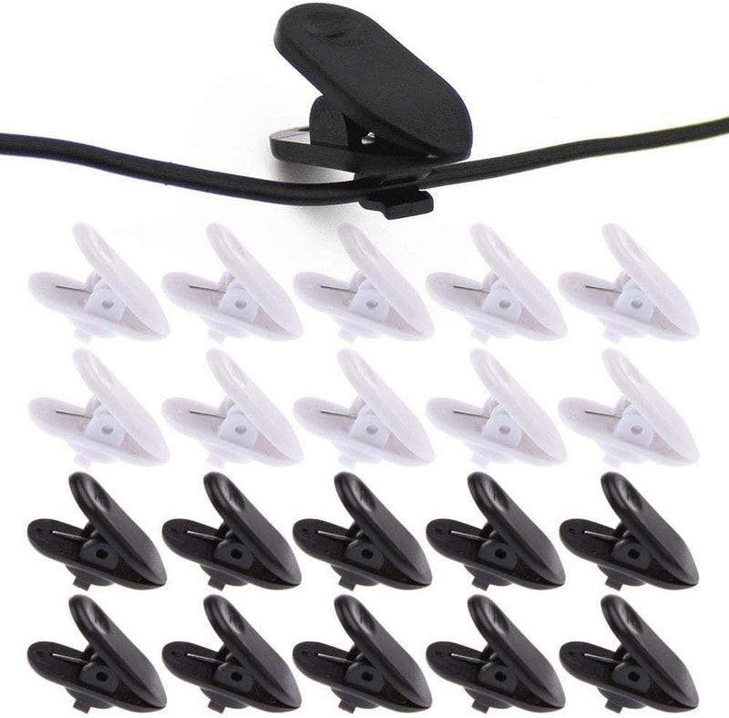 Linwnil Clips for Earphone Wire,360 Degree Rotate Headphone Mount Cable Clothing Clip, Use for Fixing Headphone Wire,Black & White (20Pcs/Pack) - Image 1