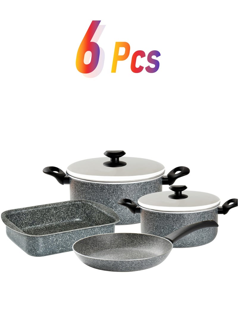 Newfloon 6 pcs granite neoflon cookware set 