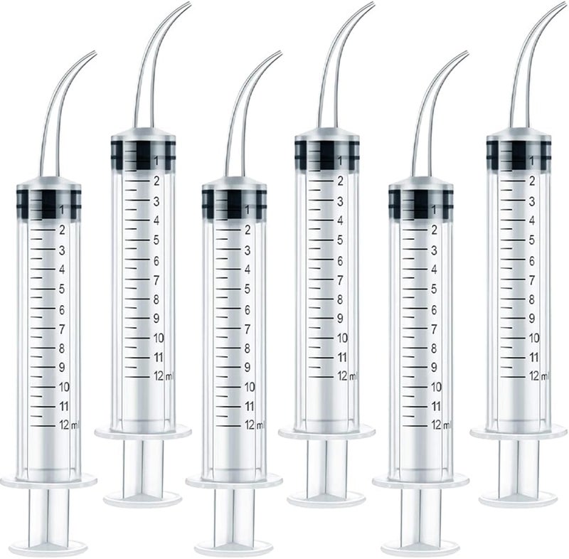 THINKPRICE 6 Pack Dental Irrigation Syringe, Wisdom Teeth Syringes with Curved Tip for Tooth (Scale-6) - Image 1