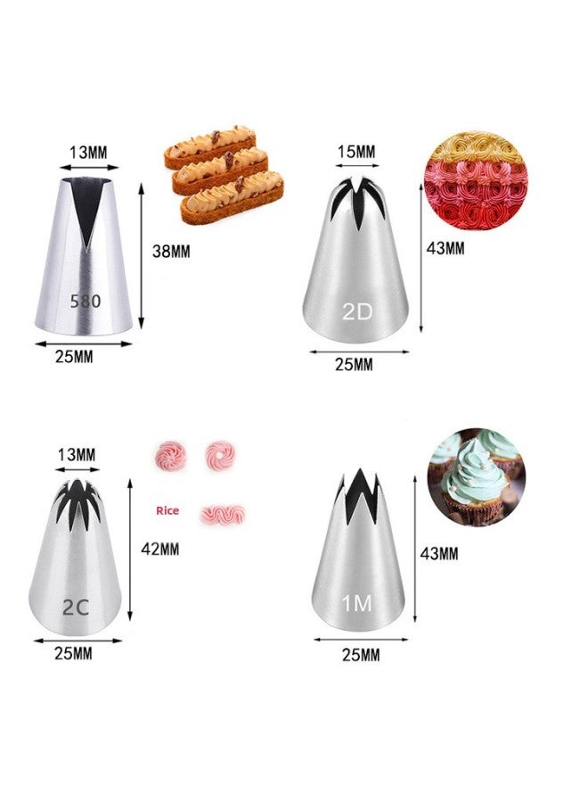 304 Stainless Steel Medium Size Piping Cookie Cake Cream Squeeze Nozzle Seamless Process Sanding Table Baking Tool-Specifications:222 - Image 4
