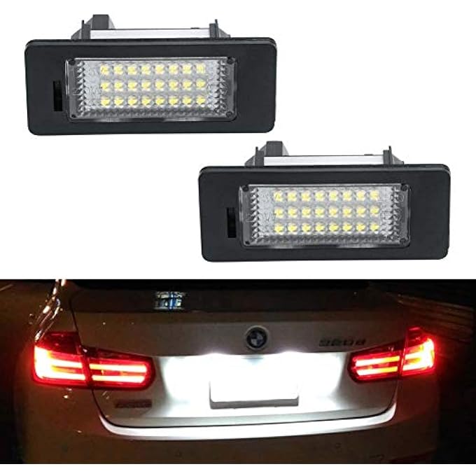 Gempro مجموعة مصابيح لوحة ترخيص LED الخلفية لسيارات BMW 1 3 5 Series X1 X3 X5 X6 M3 6000K زينون أبيض، عبوتان - Image 1