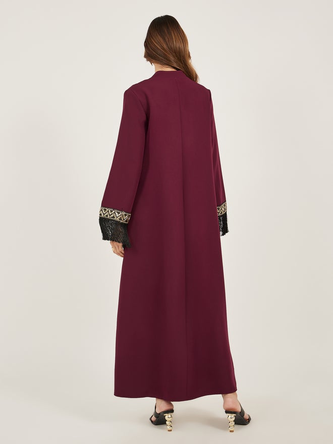 Styli Amirah Lace Detail Collared Jalabiya with Tassel Trim  - Image 5