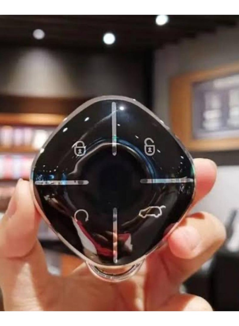 كفر حماية لمفتاح سيارة جيتور داشينج - لين أسود * فضي مع تصميم انيق غطاء مفتاح بديل للسيارة من البولي يوريثين المقاوم للحرارة، غطاء حماية كامل لمفتاح السيارة الذكي، لون أسود * فضي - Image 2