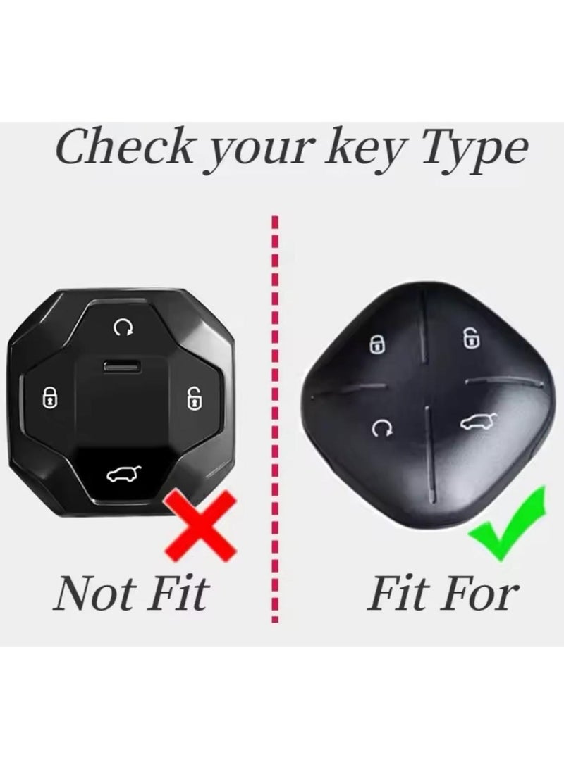 كفر حماية لمفتاح سيارة جيتور داشينج - لين أسود * فضي مع تصميم انيق غطاء مفتاح بديل للسيارة من البولي يوريثين المقاوم للحرارة، غطاء حماية كامل لمفتاح السيارة الذكي، لون أسود * فضي - Image 5