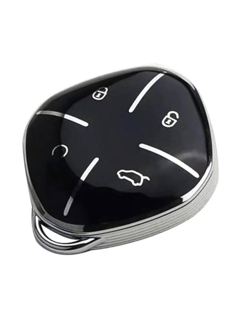 كفر حماية لمفتاح سيارة جيتور داشينج - لين أسود * فضي مع تصميم انيق غطاء مفتاح بديل للسيارة من البولي يوريثين المقاوم للحرارة، غطاء حماية كامل لمفتاح السيارة الذكي، لون أسود * فضي - Image 4