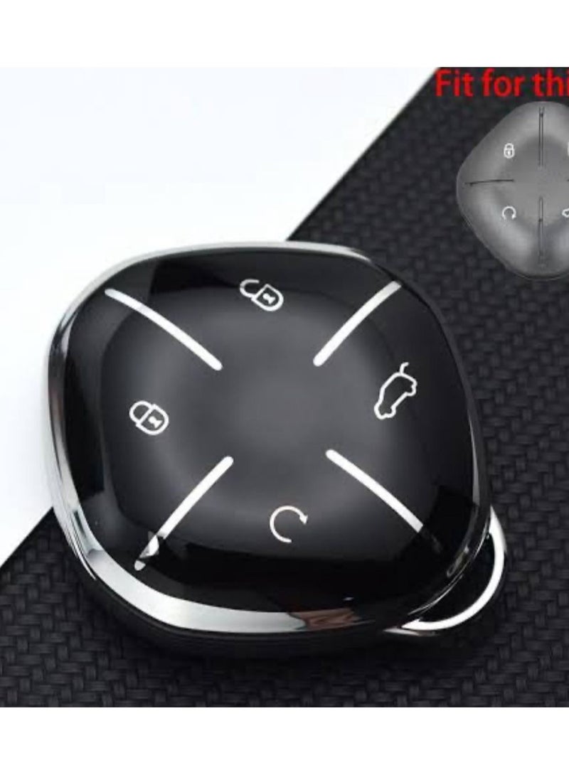 كفر حماية لمفتاح سيارة جيتور داشينج - لين أسود * فضي مع تصميم انيق غطاء مفتاح بديل للسيارة من البولي يوريثين المقاوم للحرارة، غطاء حماية كامل لمفتاح السيارة الذكي، لون أسود * فضي - Image 3