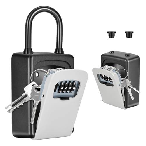 Fayleeko Portable Key Lock Box, Upgrade Clearly Visible Numbers, Lock Box Wall Mounted for House Key, 5 Key Capacity, Weatherproof Resettable Code (1 Pack, Gray) - Image 1