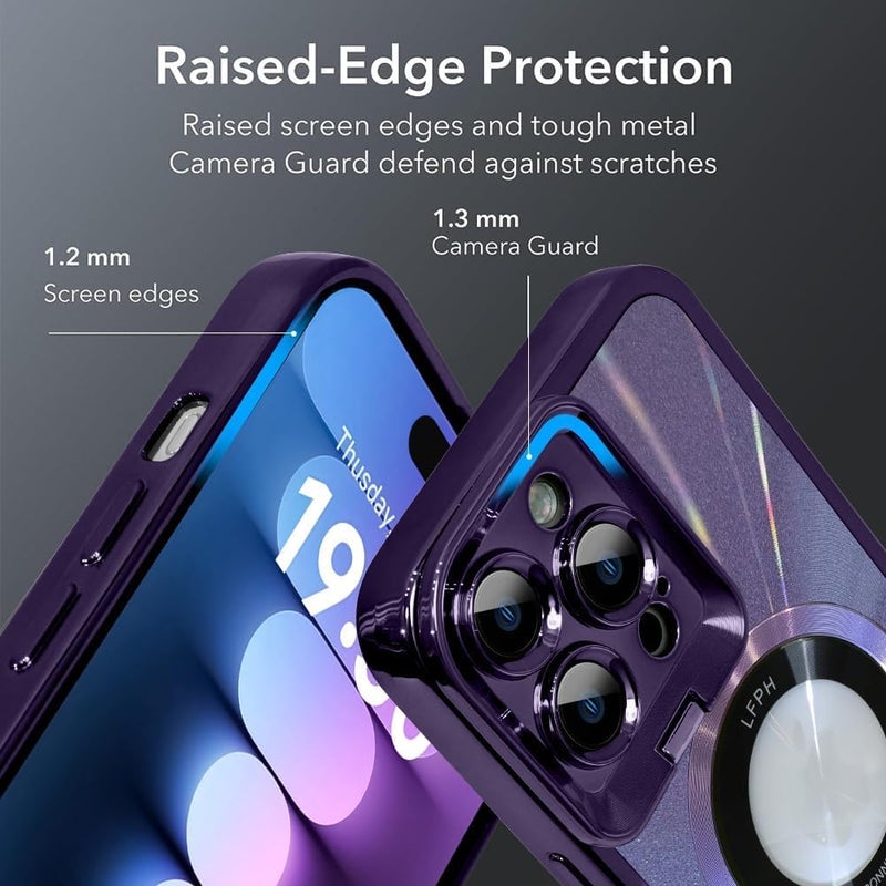 KASTWAVE For Iphone 15 Pro Max Case With Camera Stand And Compatibility Military Protection Purple 6.7 Inch - Image 5