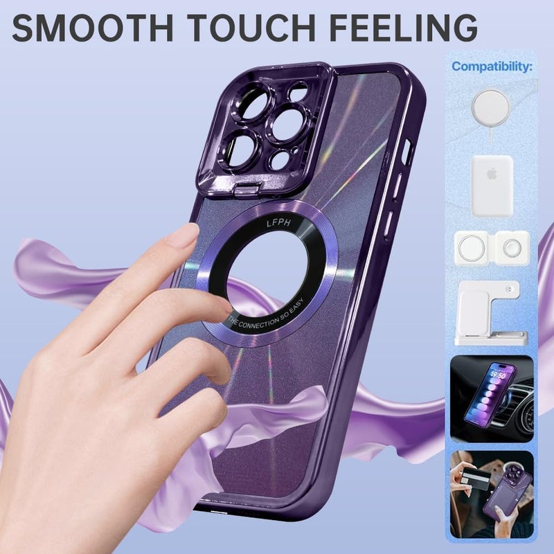 KASTWAVE For Iphone 15 Pro Max Case With Camera Stand And Compatibility Military Protection Purple 6.7 Inch - Image 4