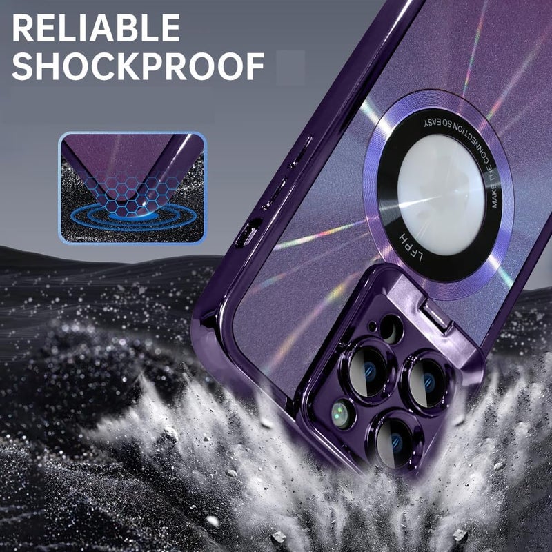 KASTWAVE For Iphone 15 Pro Max Case With Camera Stand And Compatibility Military Protection Purple 6.7 Inch - Image 2