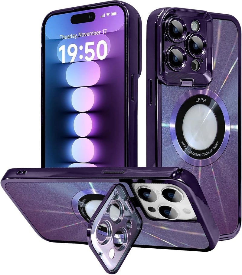 KASTWAVE For Iphone 15 Pro Max Case With Camera Stand And Compatibility Military Protection Purple 6.7 Inch - Image 1