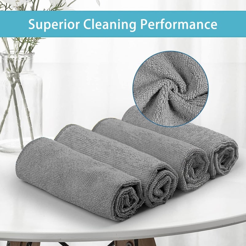 HOMEXCEL Grey Microfiber Cleaning Cloth, 8 Pack Cleaning Towels for Kitchen, Lint Free, Scratch-Free, Highly Absorbent, and Reusable Cleaning Rags for House, Window and Glass, Cars, 11.5 X11.5 inch - Image 2