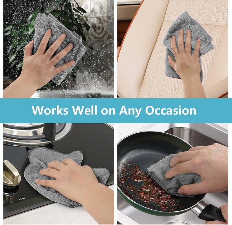HOMEXCEL Grey Microfiber Cleaning Cloth, 8 Pack Cleaning Towels for Kitchen, Lint Free, Scratch-Free, Highly Absorbent, and Reusable Cleaning Rags for House, Window and Glass, Cars, 11.5 X11.5 inch - Image 5