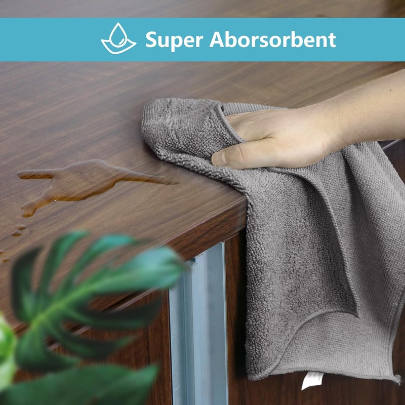 HOMEXCEL Grey Microfiber Cleaning Cloth, 8 Pack Cleaning Towels for Kitchen, Lint Free, Scratch-Free, Highly Absorbent, and Reusable Cleaning Rags for House, Window and Glass, Cars, 11.5 X11.5 inch - Image 3