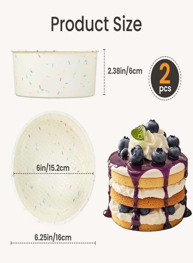Firstfooby 6 Inch Silicone Round Cake Pan, 2 Pcs Silicone Cake Pans, Nonstick Baking Mold BPA Free Dishwasher Safe, Great for Layer Cake, Cheese Cake, Chocolate Cake - Image 2