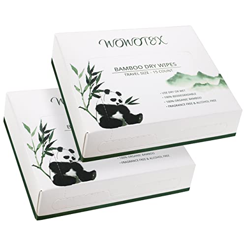 WOWOTEX Travel Size Bamboo Viscose Disposable Face Towel Biodegradable Large Dry Face Wipes 30 Count/2 Box Extra Thick Soft Clean Facial Towels for Facial and Body Cleansing, Travel, Camping - Image 1