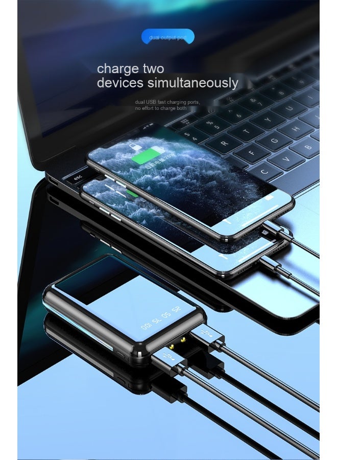 10,000mAh Ultra-Slim Mini Power Bank - Compact Full Mirror Portable High-Capacity Charger - Image 2