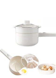 XiuWoo 2L Electric Hot Pot with Steamer and Temperature Control Non-Stick Electric Cooker Shabu Shabu, Electric Skillet,Frying Pan,Electric Saucepan,for Noodles, Egg, Steak, Sauté, Steam, Oatmeal and Soup  - Image 1