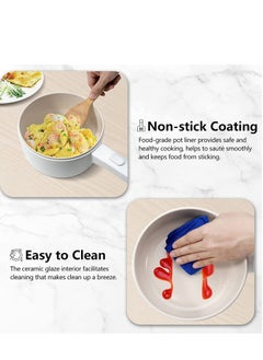 XiuWoo 2L Electric Hot Pot with Steamer and Temperature Control Non-Stick Electric Cooker Shabu Shabu, Electric Skillet,Frying Pan,Electric Saucepan,for Noodles, Egg, Steak, Sauté, Steam, Oatmeal and Soup  - Image 4
