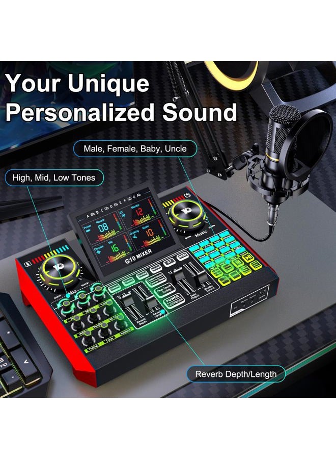 neculogy Podcast Equipment Bundle with 3.5mm BM800 Condenser Microphone for Pc/Phone Live Streaming Singing Gaming, Podcast Microphone Bundle with Live Sound Board Audio Mixer,Voice Changer, Denoise,DJ Sets - Image 3