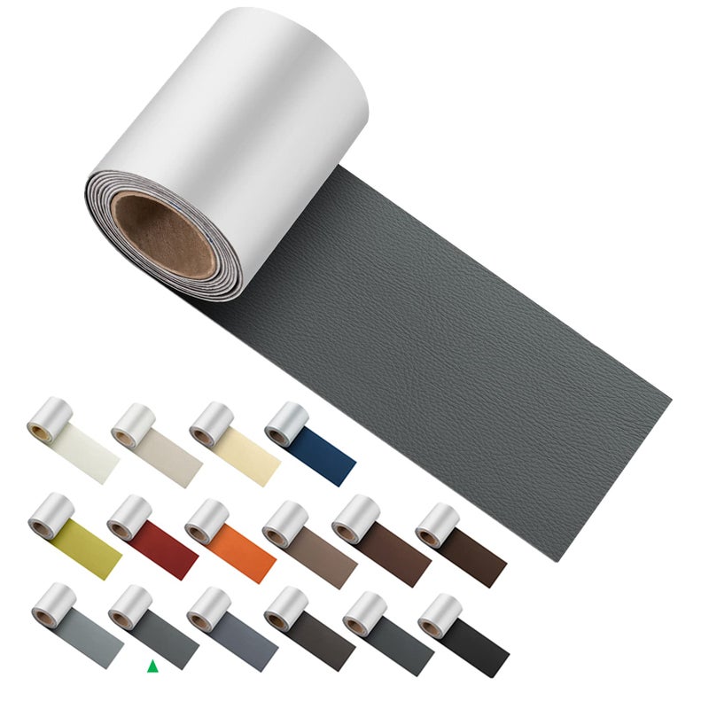 ILOFRI Self Adhesive Leather Repair Patch Tape 3x60 inch, Vinyl and Leather Repair Kit for Couches, Car Seat, Boat Seat, Sofa, Furniture, Vinyl Upholstery, Chair, Interior - Dark Grey #1 - Image 1