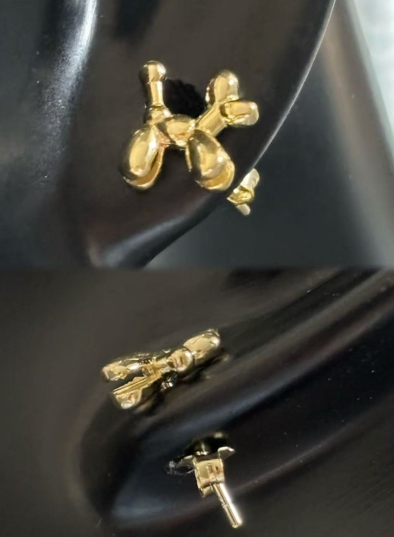 Plane Trees Gold-Plated Balloon Dog Stud Earrings – Playful Minimalist Design for Women and Girls - Image 2