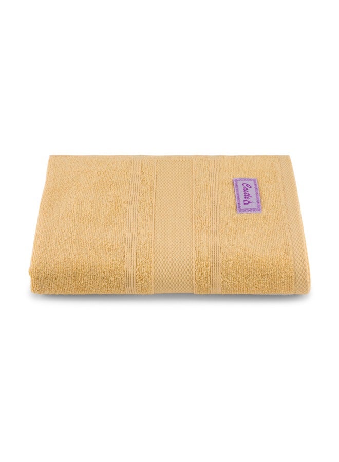 BYFT Home Castle (Cream) Premium Cotton Bath Towel (70 X 140 Cm-Set Of 1) Highly Absorbent, High Quality Bath Linen With Diamond Dobby 550 Gsm - Image 2