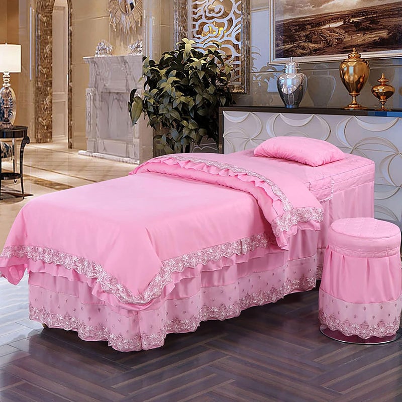 KKLT 4-Piece Microfiber Massage Table Sheet Set,Premium Beauty Bedspreads Solid Color Machine Washable for Body Massage-E 185x70cm(73x28inch)