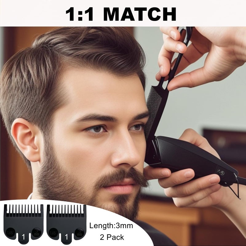 Pdtwq 3mm Clipper Guard Fits for Wahl Clipper Guards Set,2Pack Compatible with Wahl 1 Guard,Guide Comb Attachment #1-1/8''(3mm),3mm Trimmer Guards Fits for Wahl 3114-001 Clippers,Black. - Image 4