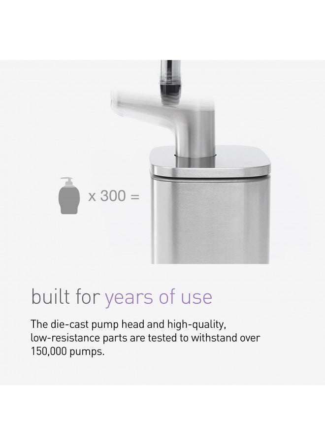 simplehuman Liquid Soap Dispenser, Brushed Stainless Steel, 16 oz. Pulse Pump