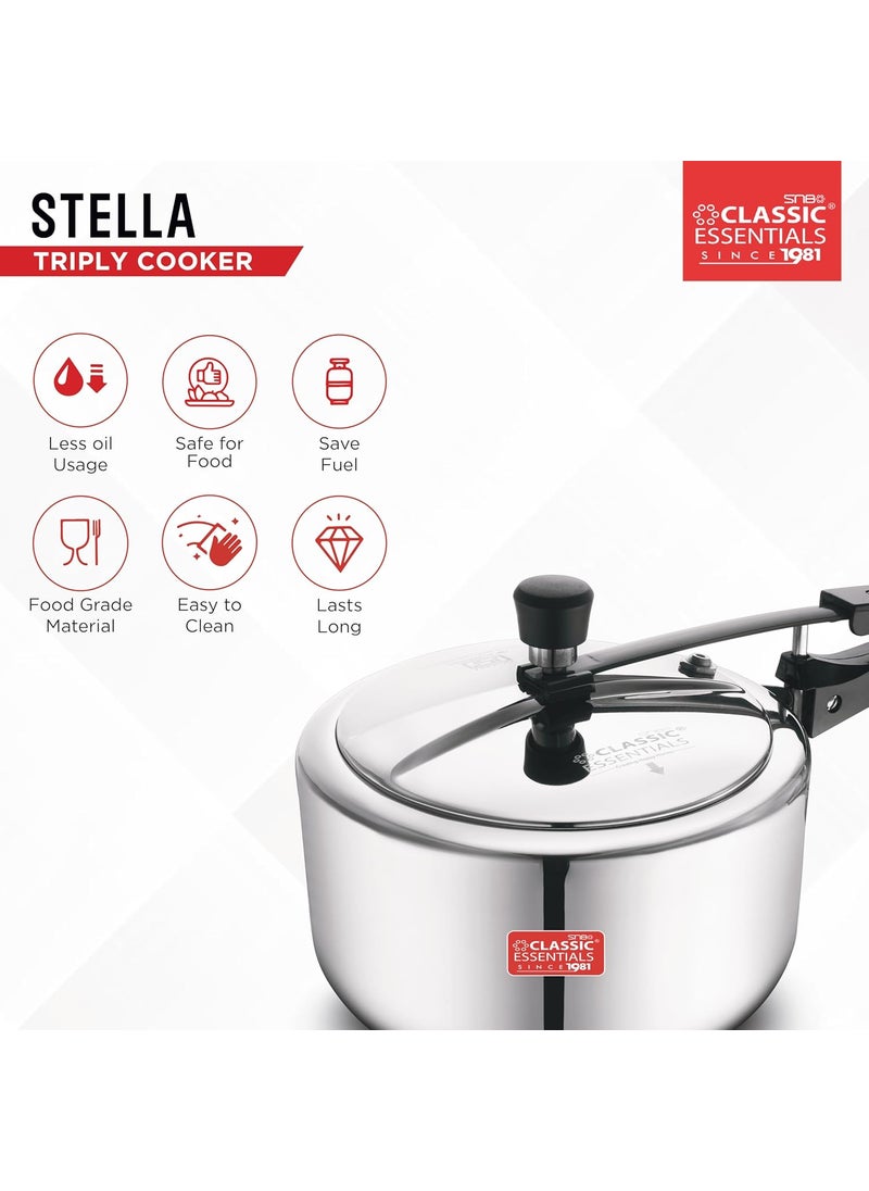 Classic Essentials Classic Essentials Triply Stainless Steel Pressure Cooker Inner Lid 3 L Triply Cooker with Gas Induction Base ISICertified 100 Pure Toxinfree Silver 5 years warranty  - Image 5