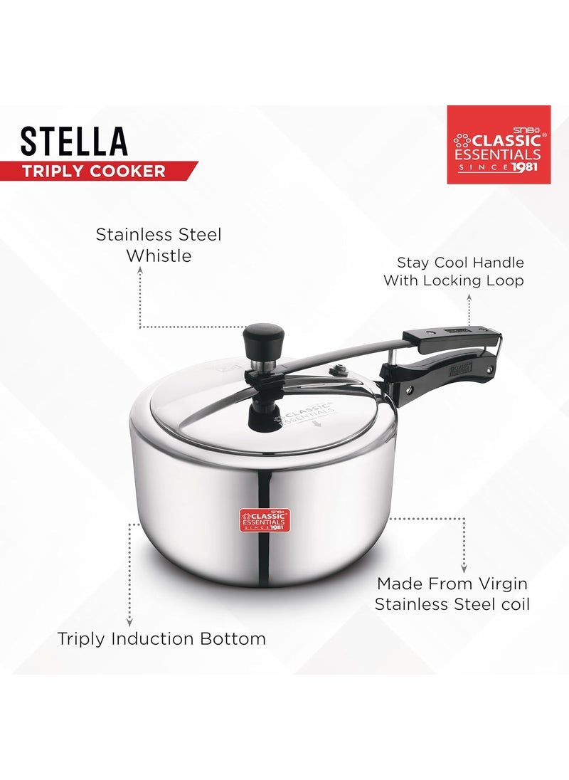 Classic Essentials Classic Essentials Triply Stainless Steel Pressure Cooker Inner Lid 3 L Triply Cooker with Gas Induction Base ISICertified 100 Pure Toxinfree Silver 5 years warranty  - Image 3