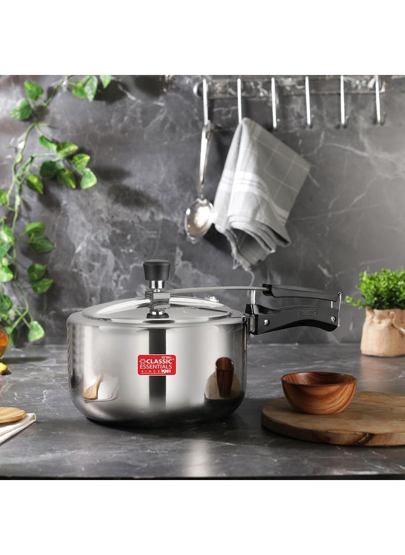 Classic Essentials Classic Essentials Triply Stainless Steel Pressure Cooker Inner Lid 3 L Triply Cooker with Gas Induction Base ISICertified 100 Pure Toxinfree Silver 5 years warranty  - Image 2