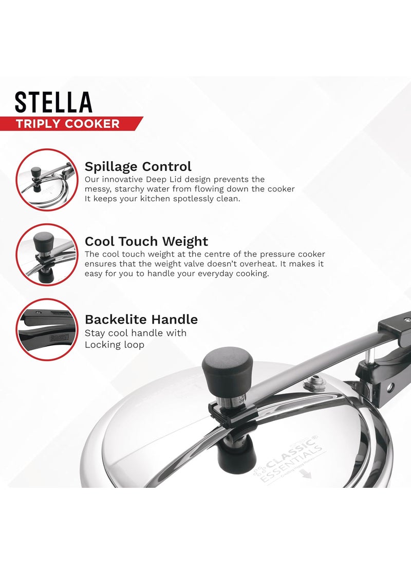 Classic Essentials Classic Essentials Triply Stainless Steel Pressure Cooker Inner Lid 3 L Triply Cooker with Gas Induction Base ISICertified 100 Pure Toxinfree Silver 5 years warranty  - Image 4