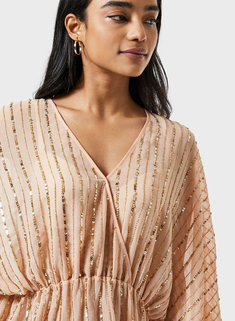 DOROTHY PERKINS Sequin Detail Batwing Sleeve Top