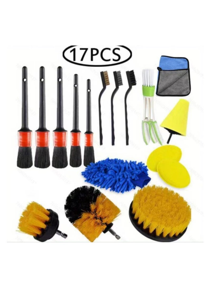 AROAQ 17-Piece Car Cleaning Brush Electric Drill Brush Head Set for Floor and Wall Descaling and Polishing - Image 4