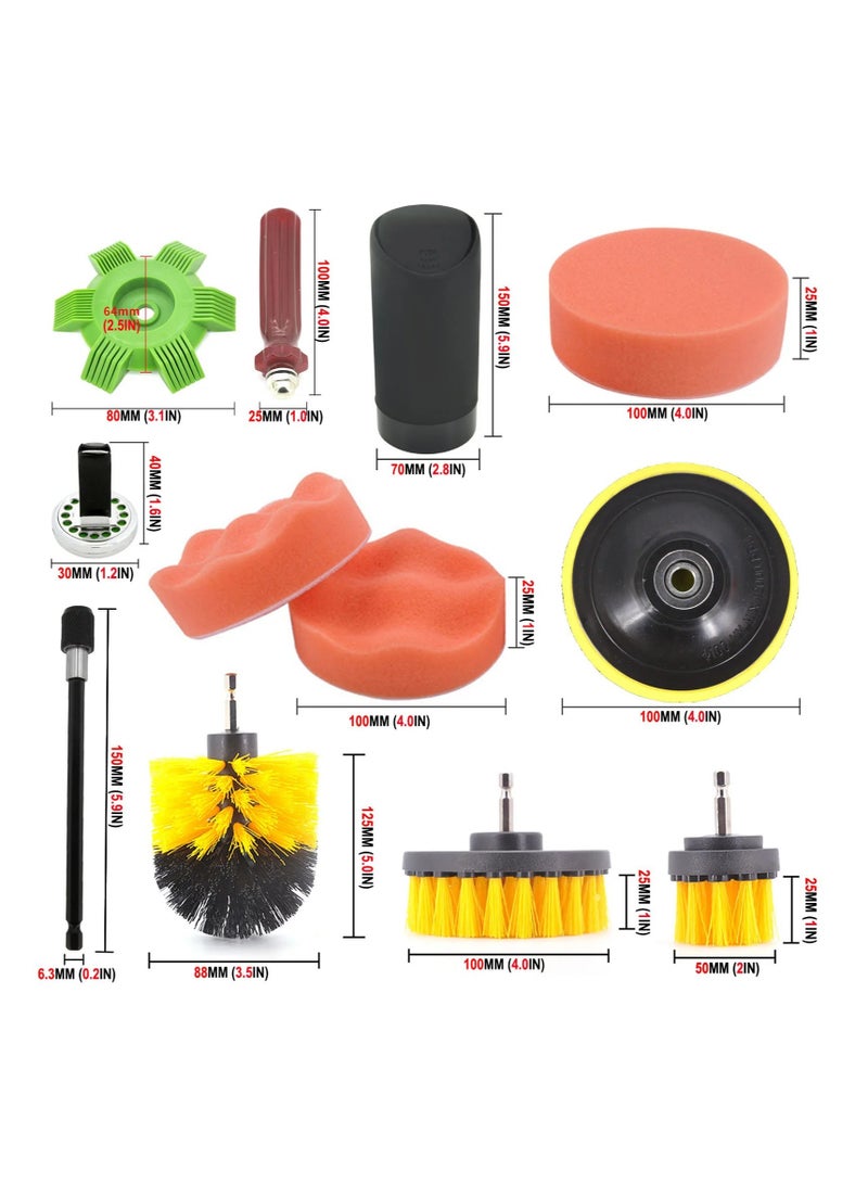 AROAQ 17-Piece Car Cleaning Brush Electric Drill Brush Head Set for Floor and Wall Descaling and Polishing - Image 3