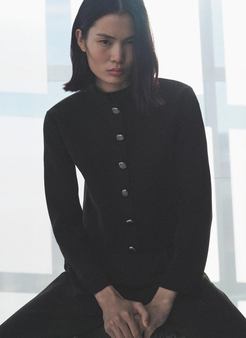 MANGO Jacket With Jewel-Button Strip Collar  - Image 1