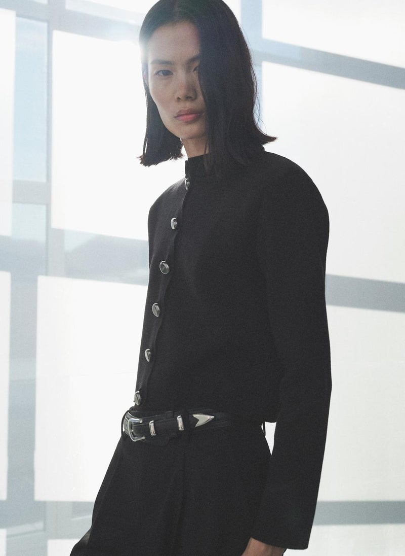 MANGO Jacket With Jewel-Button Strip Collar  - Image 3