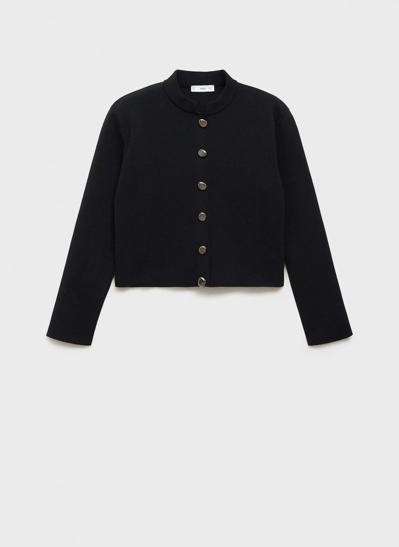 MANGO Jacket With Jewel-Button Strip Collar  - Image 5