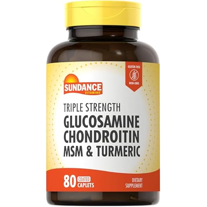 Sundance Glucosamine Chondroitin with MSM and Turmeric | 80 Caplets | Triple Strength Formula | Non-GMO and Gluten Free Supplement - Image 1