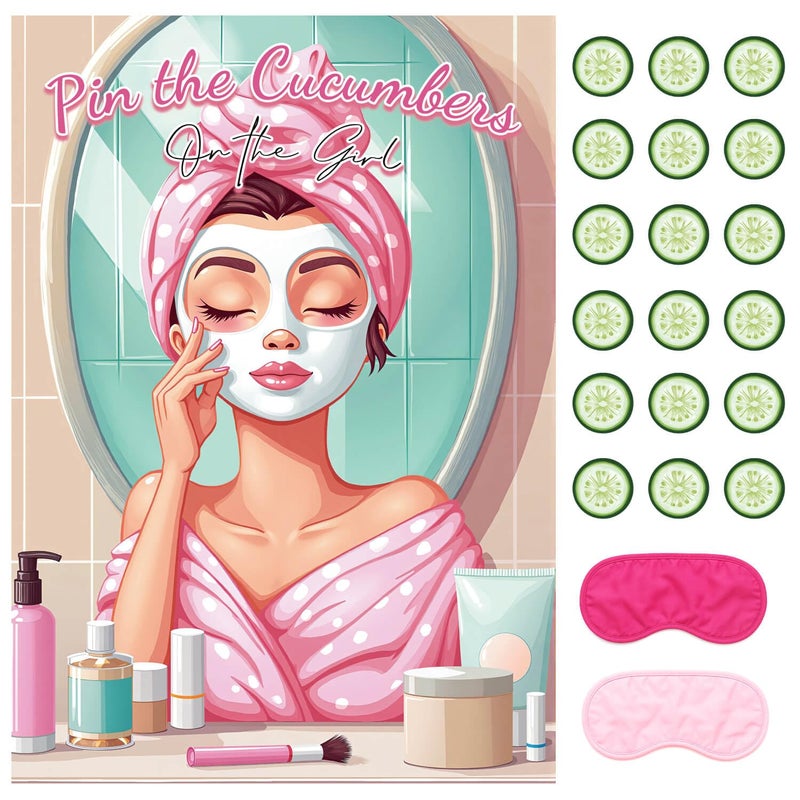 Vusnud Pin The Cucumber Spa Party Game, Spa Theme Birthday Party Decorations Supplies Activities for Women - Image 1