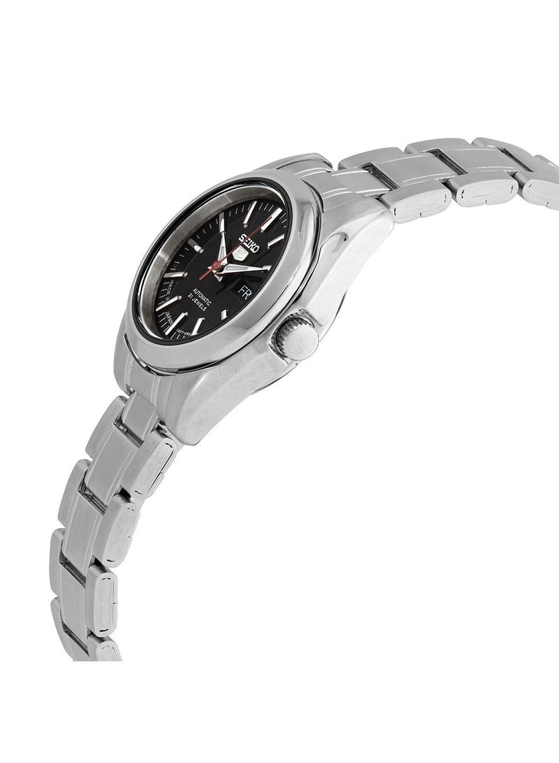 سيكو 5 Automatic Women’s Watch SYMK17J1, 25 mm Black Dial, Stainless Steel Case & Bracelet, 21 Jewels, 30 m WR - Image 3