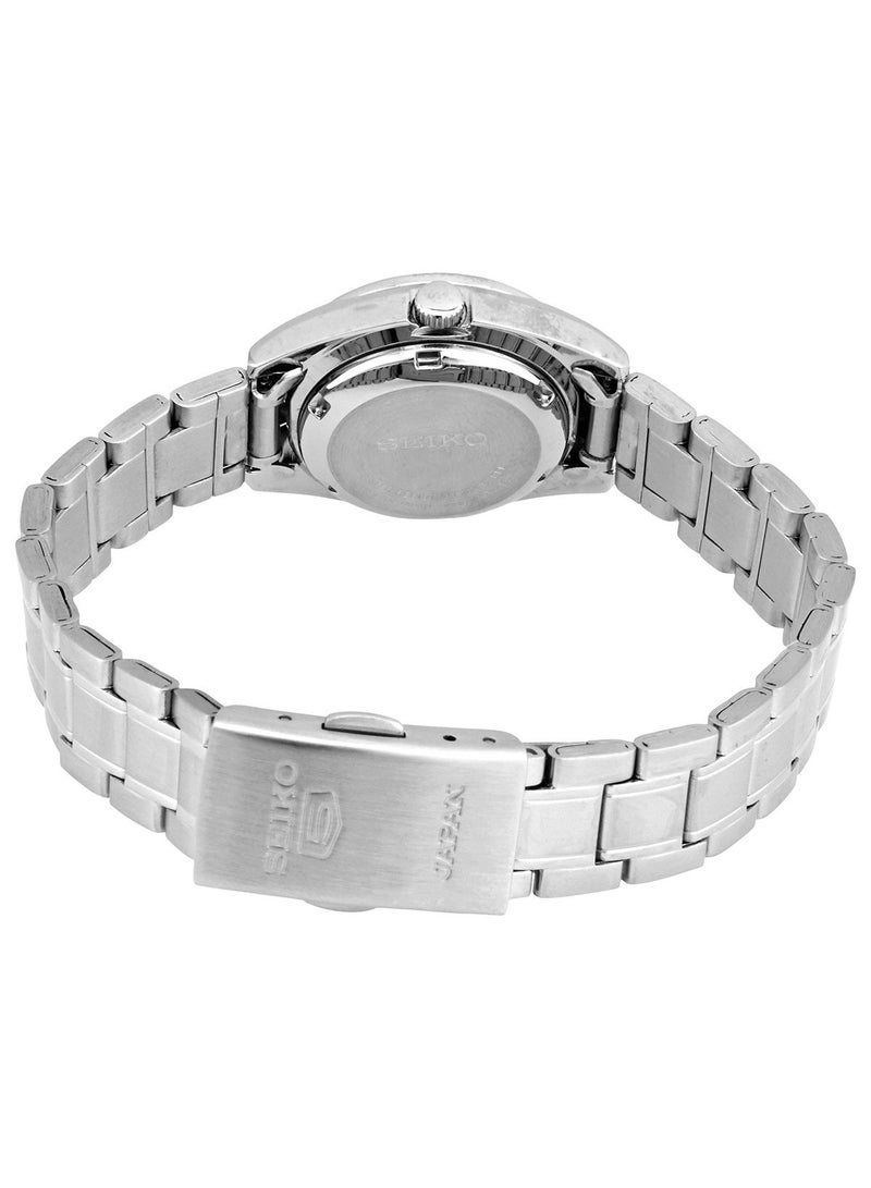 سيكو 5 Automatic Women’s Watch SYMK17J1, 25 mm Black Dial, Stainless Steel Case & Bracelet, 21 Jewels, 30 m WR - Image 2